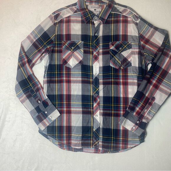 Pop Icon Clothing For Buckle New W/Tags Snap Down Plaid Shirt Size 2XL - Picture 1 of 14
